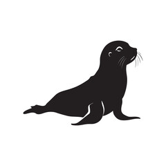 Sea lion silhouette vector illustration