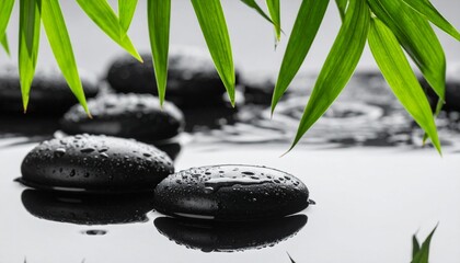 zen stones and bamboo