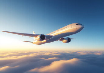 Fototapeta premium Flight Above the Clouds: Passenger Jet in the Sky