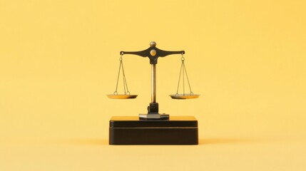 Balanced scales on a yellow background