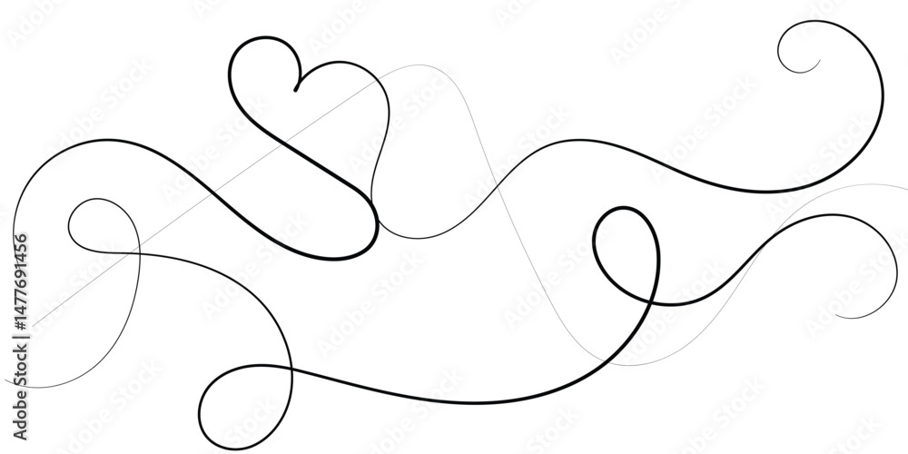 Poster abstract heart design with intricate lines this elegant, black and white abstract image features flo