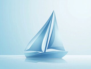 Serene Sailboat on Calm Water Abstract Blue Design