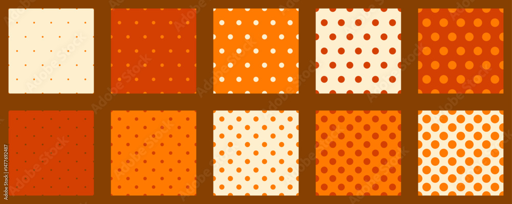 Poster set polka dots seamless vector pattern. simple background for web or print. abstract surface.