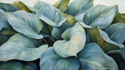 Detailed illustration of vibrant, textured plant leaves.
