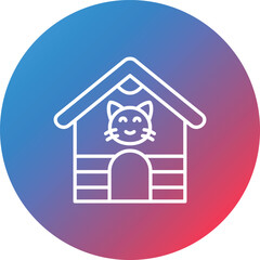 Pet House Line Gradient Circle Background Icon