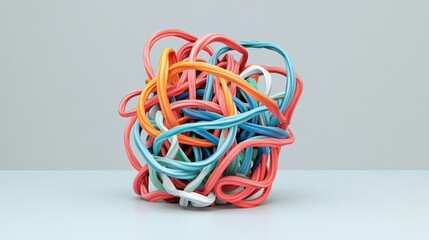 Abstract tangle of colorful ribbons