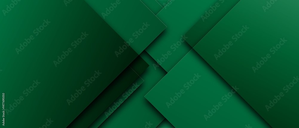 Aufkleber abstract green geometric triangles overlapping layer paper cut style background