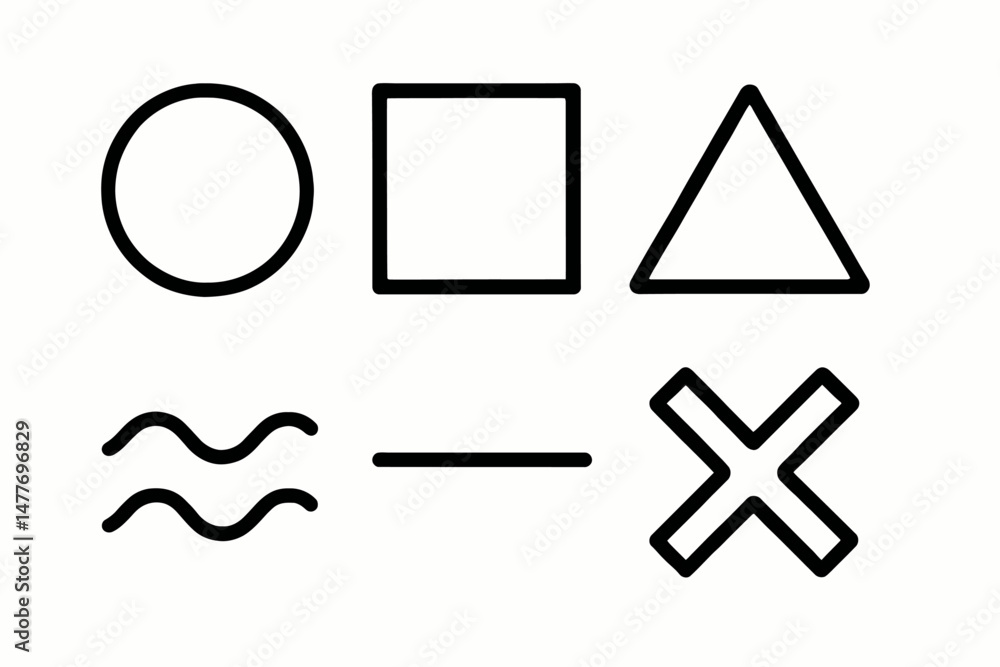 Poster bold geometric line icons for design use vector