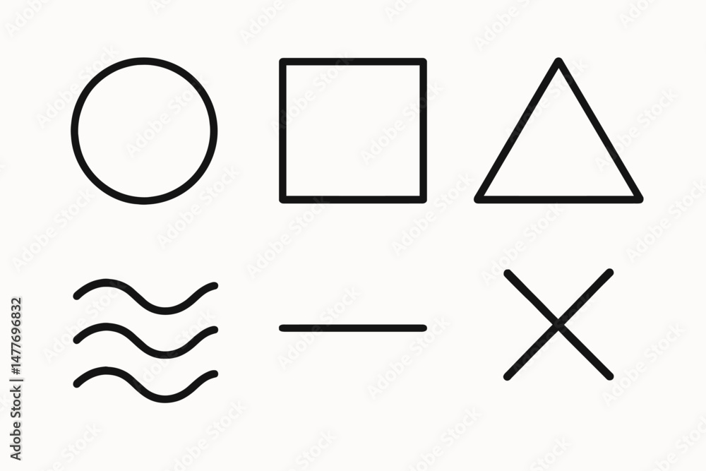 Poster basic geometric line icons in minimal style vector
