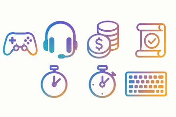 Gradient Icons for Gaming, Work, and Finance vector
