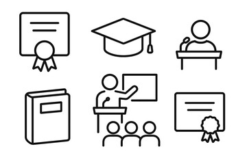 Education and Learning Icons in Line Style vector
