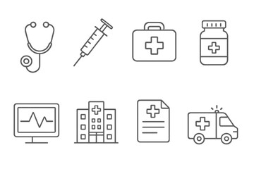 Healthcare and Medical Icons on Dark Metallic Background vector