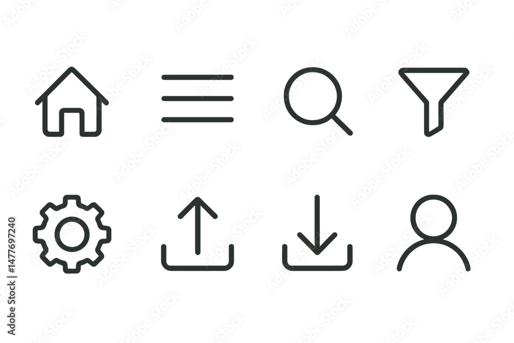 Aufkleber essential user interface icon set vector