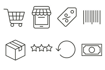 E-commerce and Online Shopping Line Icons vector