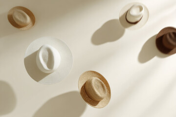 collection of unique hats in various styles and colors displayed on light background