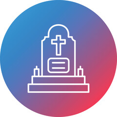 Grave Line Gradient Circle Background Icon