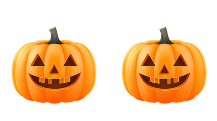 Obraz premium Two Playful Jack-o'-lanterns Smiling Cheerfully, Perfect for Halloween Decor and Festivities