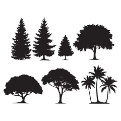 Tree set silhouette vector illustration
