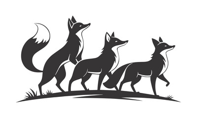 Elegant Fox Pack – Black & White Dynamic Silhouette Illustration