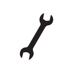Black and White Wrench Icon, Simple Tool Illustration for Home Repair, Plumbing, and Construction Projects
