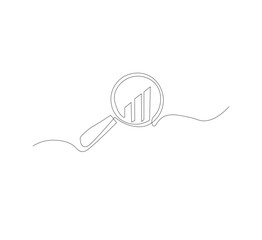 Obraz premium continuous line drawing planning, marketing research, work communication, white background. Single line drawing design vector graphic illustration.