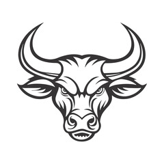 Fierce Tribal Bull Head – Black & White Bold Illustration