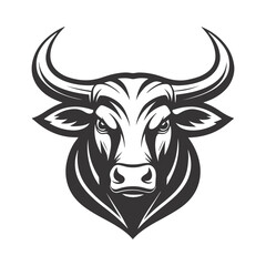 Geometric Angry Bull – Bold Black & White Abstract Art