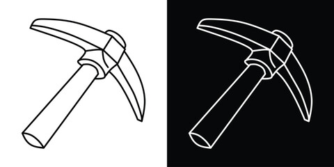 A black and white outline of a pickaxe, a mining tool