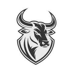Fierce Bull Head Logo – Geometric Black & White Emblem