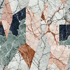 Fototapeta premium Abstract Geometric Marble Texture Pink, Teal, and Gray Stone Pattern