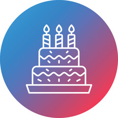 Birthday Cake Line Gradient Circle Background Icon