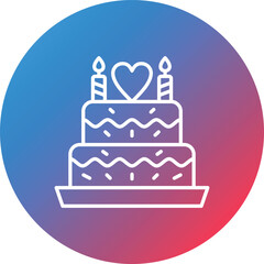 Wedding Cake Line Gradient Circle Background Icon