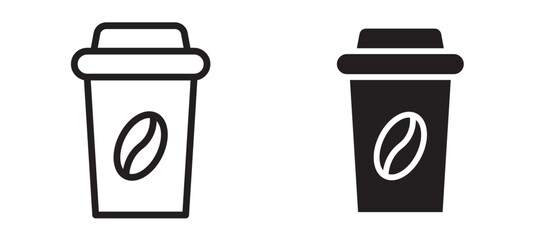coffee cup icon in black modern and lines and solid