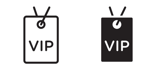 VIP pass icon in black modern and lines and solid