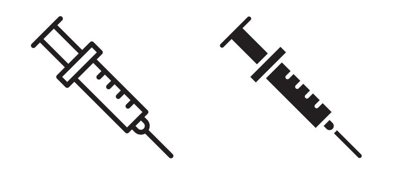 Vaccine vial icon in black modern and lines and solid