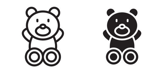 Teddy bear icon in black modern and lines and solid