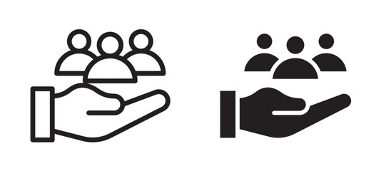 Teamwork icon in black modern and lines and solid
