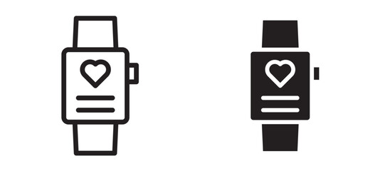 Smartwatch icon in black modern and lines and solid