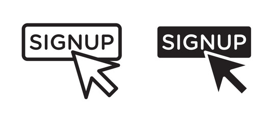 Sign up icon in black modern and lines and solid