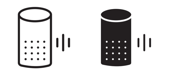 Smart speaker icon in black modern and lines and solid