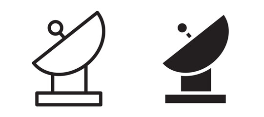 Satellite dish icon in black modern and lines and solid