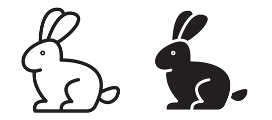 Rabbit icon in black modern and lines and solid
