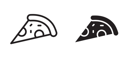 Pizza icon in black modern and lines and solid