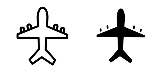 Plane icon in black modern and lines and solid