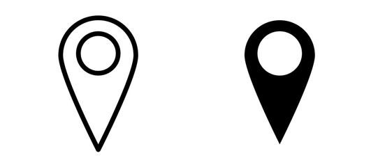 Pin icon in black modern and lines and solid