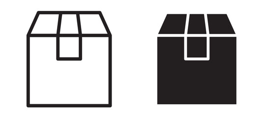 Package icon in black modern and lines and solid