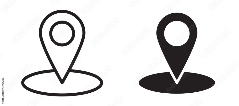 Canvas Prints map marker icon in black modern and lines and solid