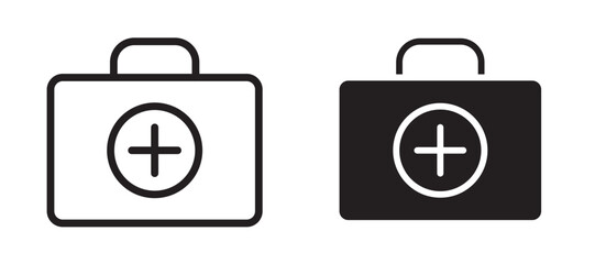 Medical kit icon in black modern and lines and solid
