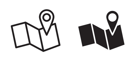 Map icon in black modern and lines and solid
