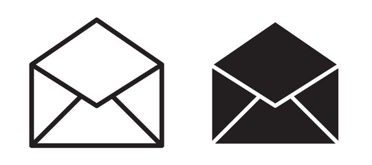 Mail icon in black modern and lines and solid